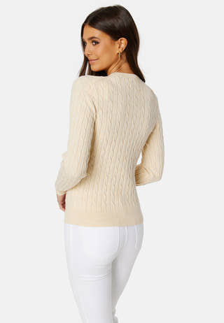 Stretch Cotton Cable C-Neck