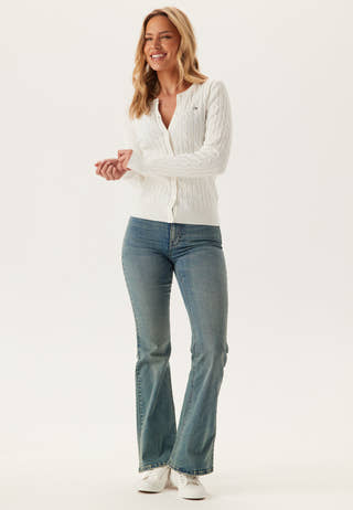 Stretch Cotton Cable Cardigan