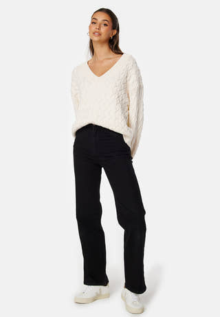 Textured Cotton V-Neck Sweater