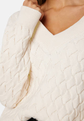 Textured Cotton V-Neck Sweater