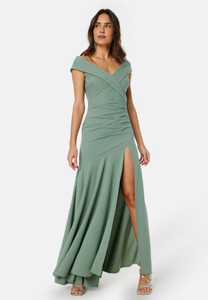 Bardot Pleat Maxi Split Dress