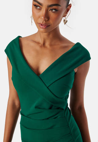 Bardot Pleat Maxi Split Dress