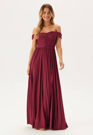 Bardot Rouched Maxi Split Dress