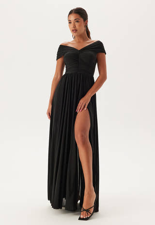 Bardot Rouched Maxi Split Dress