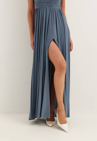 Bardot Rouched Maxi Split Dress