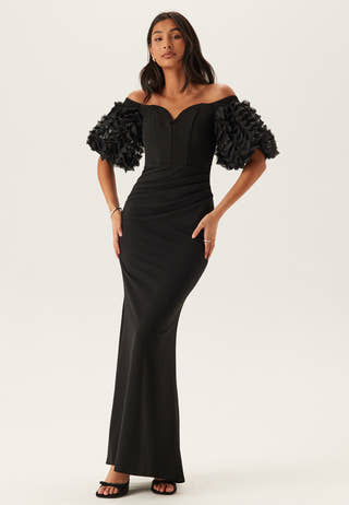 Bardot Ruffle Sleeve Maxi Dress