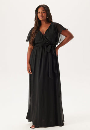 Flutter Sleeve Chiffon Maxi Curve Dress