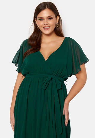 Flutter Sleeve Chiffon Maxi Curve Dress