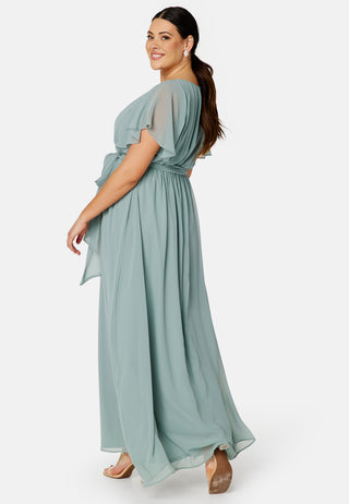 Flutter Sleeve Chiffon Maxi Curve Dress