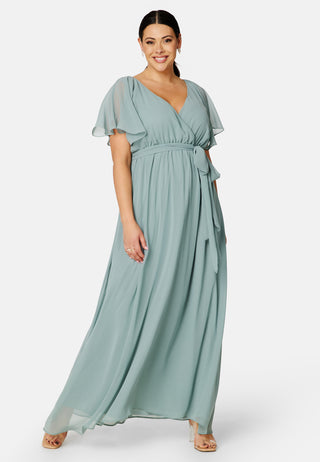 Flutter Sleeve Chiffon Maxi Curve Dress