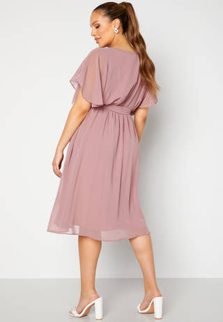 Flutter Sleeve Chiffon Midi Dress