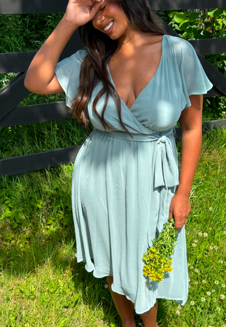 flutter chiffon midi dress Bridesmaids Marlow Midaxi Dress V-Neck Flutter Sleeve