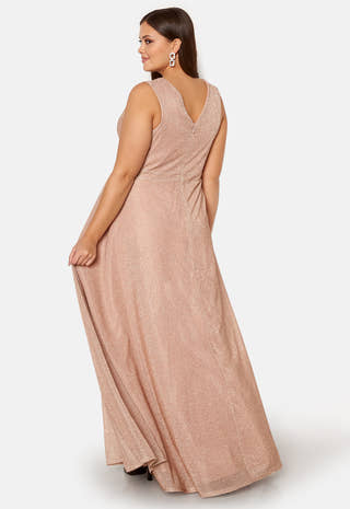 Glitter Wrap Front Maxi Curve Dress With Split