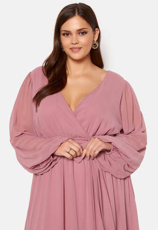 Long Sleeve Chiffon Maxi Curve Dress