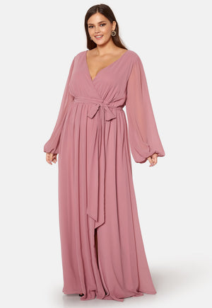 Long Sleeve Chiffon Maxi Curve Dress