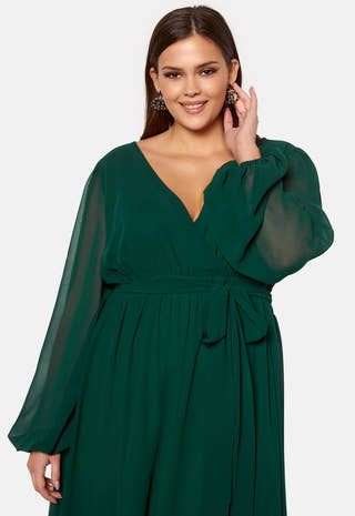 Long Sleeve Chiffon Maxi Curve Dress