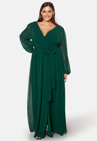 Long Sleeve Chiffon Maxi Curve Dress