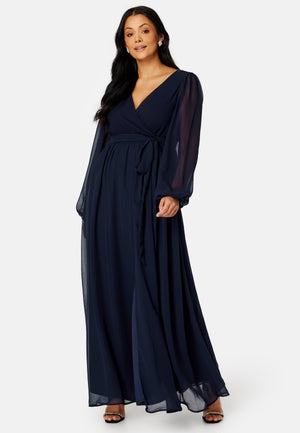 Long Sleeve Chiffon Maxi Curve Dress