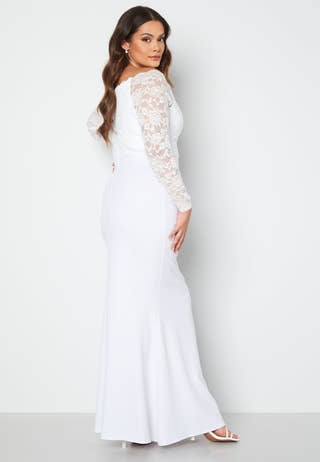 Long Sleeve Lace Trim Maxi Dress
