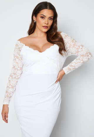 Long Sleeve Lace Trim Maxi Dress