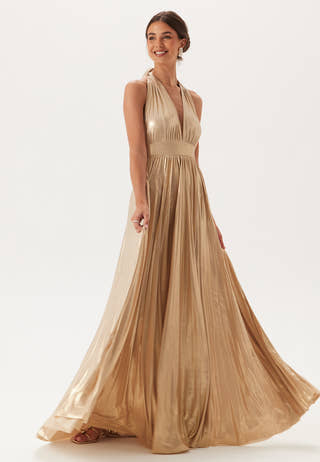 Deep V Neck Metallic Dress