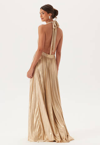 Deep V Neck Metallic Dress