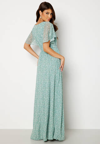 Ditsy Flutter Sleeve Maxi Dress