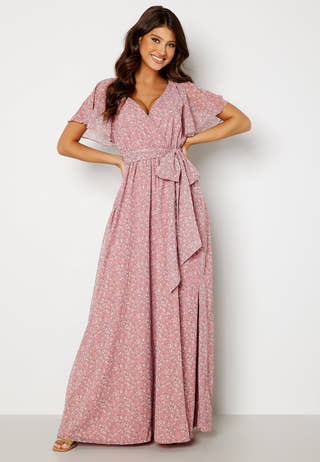 Ditsy Flutter Sleeve Maxi Dress