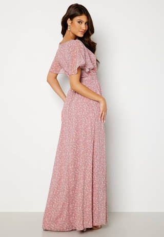 Ditsy Flutter Sleeve Maxi Dress
