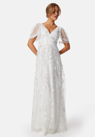 Embroidered Flutter Maxi Dress
