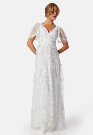 Embroidered Flutter Maxi Dress