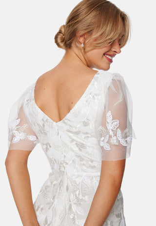 Embroidered Flutter Maxi Dress