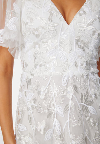 Embroidered Flutter Maxi Dress