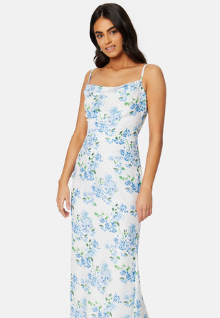 Floral Chiffon Cowl Neck Maxi Dress