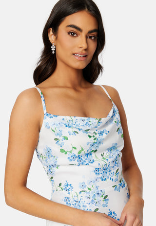 Floral Chiffon Cowl Neck Maxi Dress