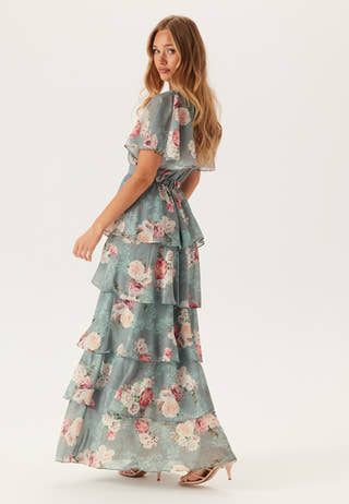 Floral Flutter Tiered Maxi Dress