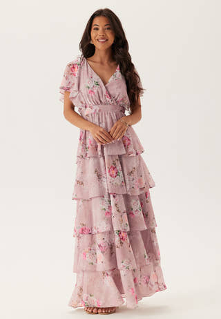 Floral Flutter Tiered Maxi Dress