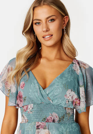 Floral Flutter Tiered Midi Dress