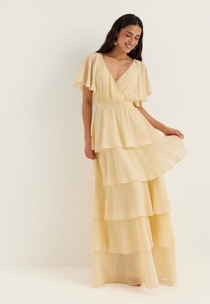 Flutter Chiffon Tiered Maxi Dress