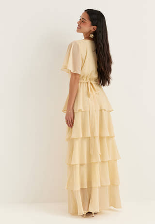 Flutter Chiffon Tiered Maxi Dress