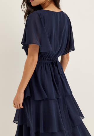 Flutter Chiffon Tiered Maxi Dress