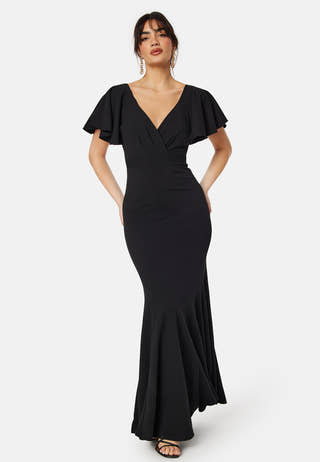 Flutter Sleeve Fishtail Maxi Dress