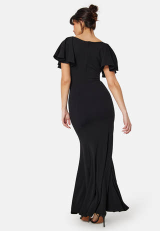 Flutter Sleeve Fishtail Maxi Dress