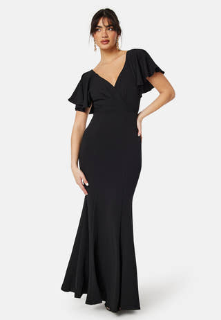 Flutter Sleeve Fishtail Maxi Dress