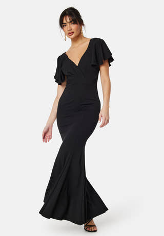 Flutter Sleeve Fishtail Maxi Dress