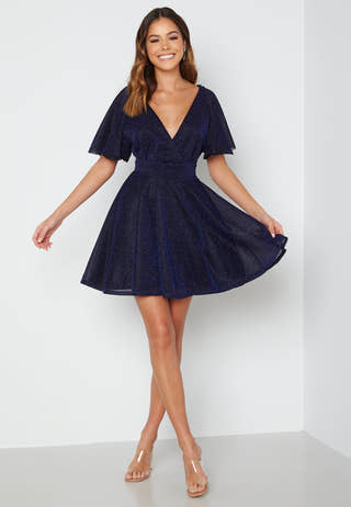 Flutter Sleeve Glitter Skater Dress