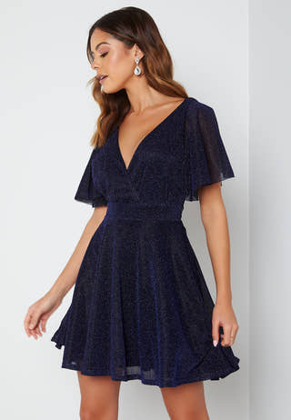 Flutter Sleeve Glitter Skater Dress