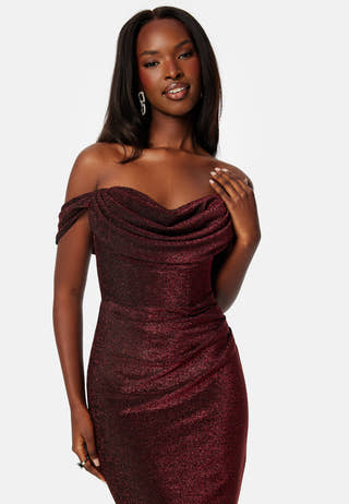 Glitter Off Shoulder Maxi Dress