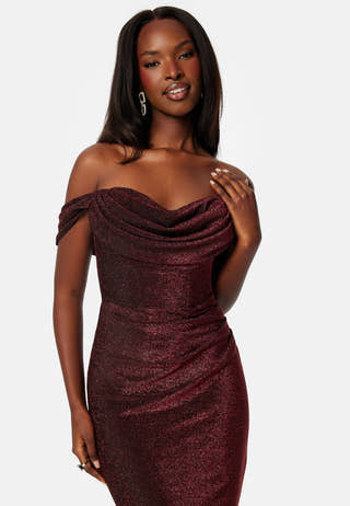 Glitter Off Shoulder Maxi Dress