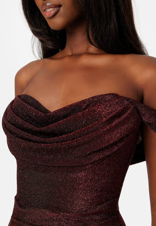 Glitter Off Shoulder Maxi Dress